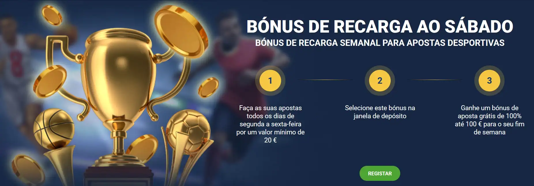 Bónus de recarga ao sábado na 20Bet (aposta grátis até 100€)