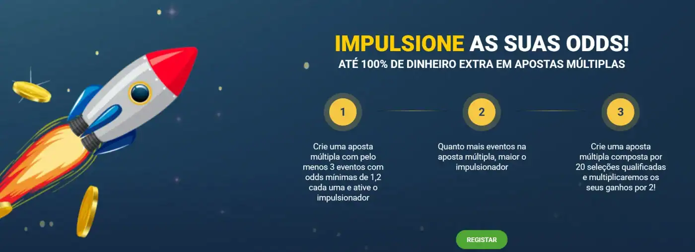 Odds impulsionadas na 20Bet (Combo boost em apostas múltiplas