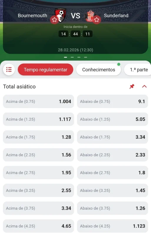 exemplo de total asiatico ao vivo