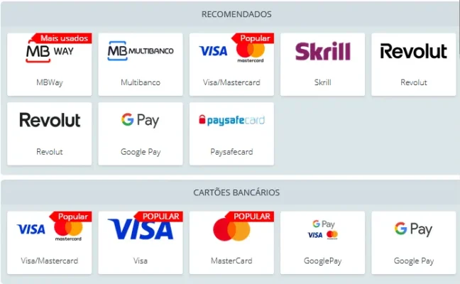métodos de pagamento recomendados na 22Bet