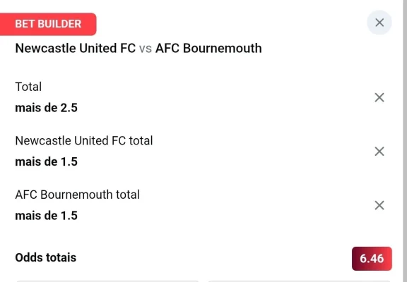 Exemplo de Bet Builder na Betsnipe com odds combinadas de 6.46