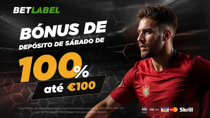 Betlabel bónus de sábado 100% até €100 todas as semanas