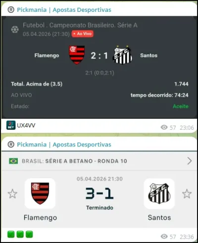 Tip live no grupo de apostas Telegram Pickmania com Total Asiático aceite